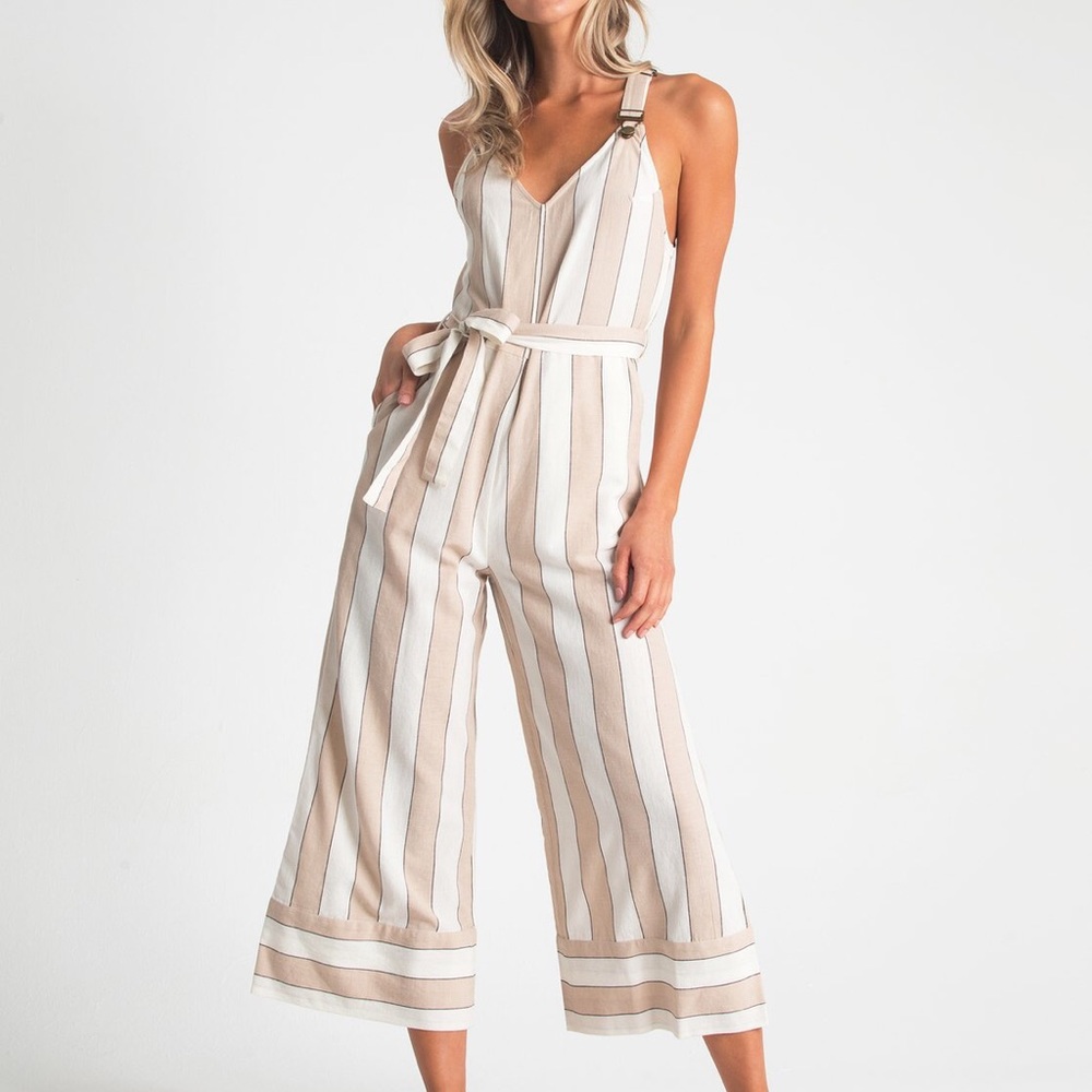 Billabong Bella days striped overalls medium